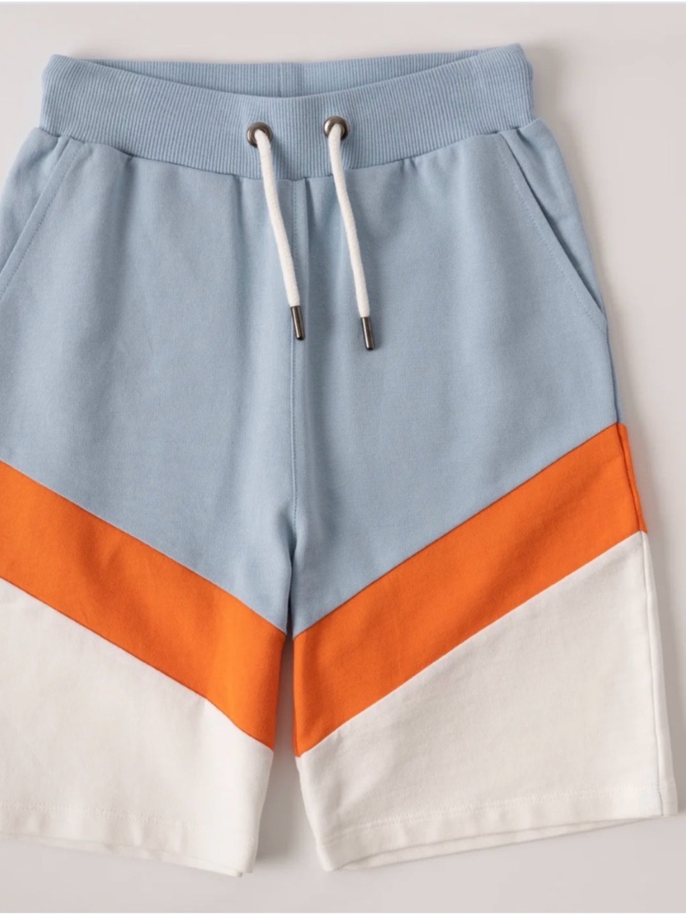 ( SET) Kidpik Skater Kid Pullover Sweatshirt & Shorts Set Blue Orange & White - Picture 3 of 8
